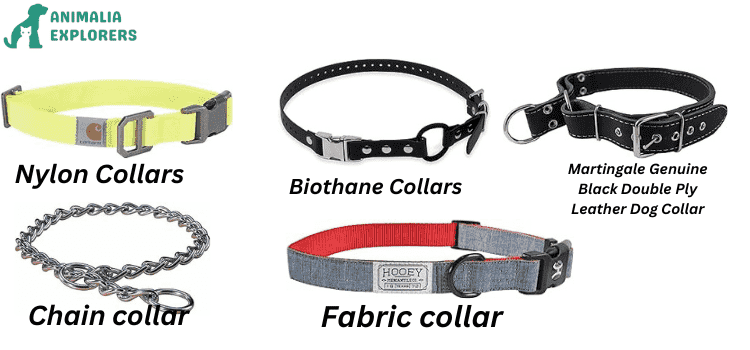 In one picture you will find nylon collars, chain collars, biothane collars, leather dog collars, and fabric collars